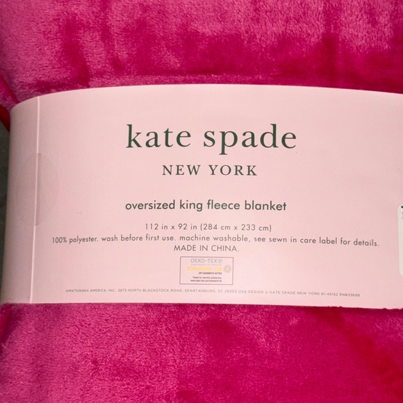 KATE SPADE KING FLEECE BLANKET PINK FUCHSIA - Picture 7 of 7